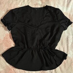 🌺Haute Monde Black blouse shirt, size L, slightly see through, very chic🌺